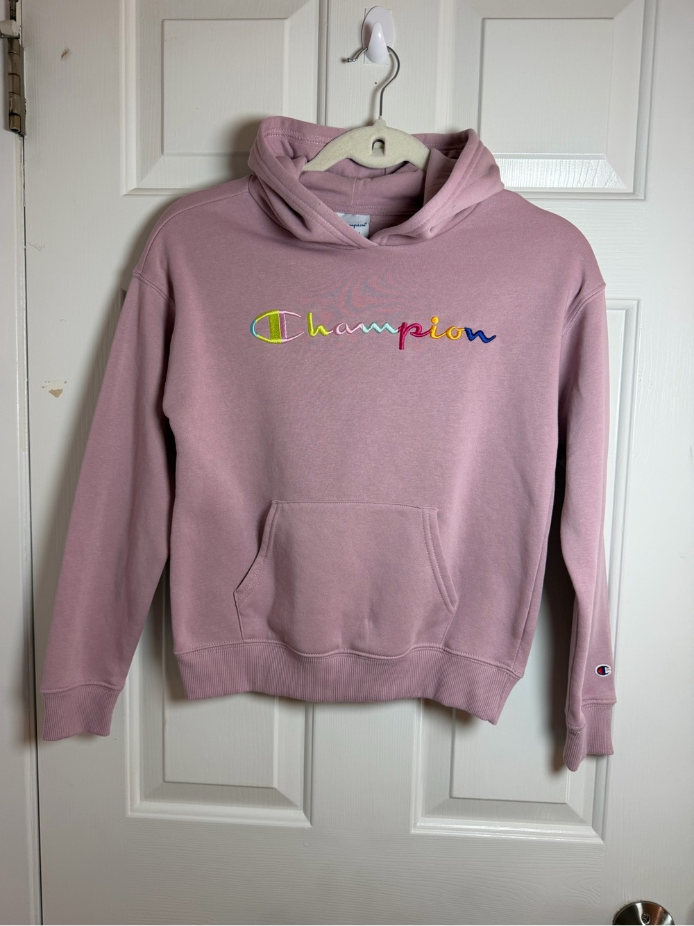 Champion Light Pink Pullover Hoodie with Logo Tag
